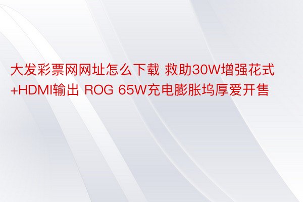 大发彩票网网址怎么下载 救助30W增强花式+HDMI输出 ROG 65W充电膨胀坞厚爱开售